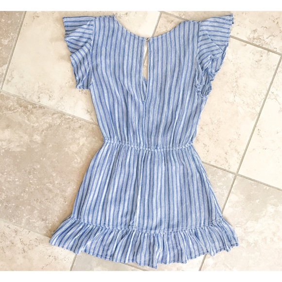 NWOT American Eagle Ruffled Pinstripe Romper - Picture 3 of 3